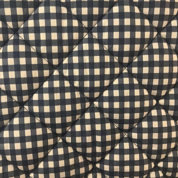 Andrea Jovine blue & white puffy gingham quilted vest SZ large preppy  casual - Picture 10 of 15